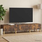 vidaXL Meuble TV Chêne fumé 147 x 34 5 x 30 cm Bois d'ingénierie