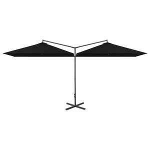vidaXL Parasol de jardin double avec mât en acier noir 600x300 cm