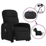 vidaXL Fauteuil inclinable de massage électrique Noir Tissu