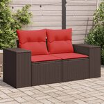 vidaXL Canapé de jardin avec coussins 2 places en résine tressée marron