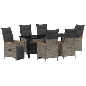 vidaXL Ensemble de salle à manger pour jardin 7 Pièces Gris polyrotin