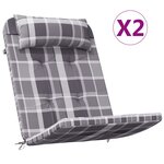 vidaXL Coussins de chaise adirondack lot de 2 carreaux gris