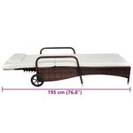 vidaXL Chaise longue avec coussin et roues Résine tressée Marron