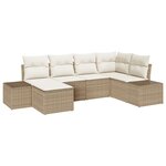 vidaXL Ensemble de canapé de jardin 6 pièces avec coussins - Rattan poly beige