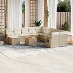 vidaXL Salon de jardin avec coussins 12 Pièces beige résine tressée