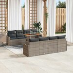 vidaXL Ensemble de canapé de jardin 9 Pièces Gris Poly rotin
