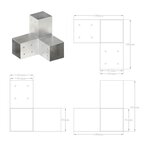 vidaXL Connecteurs de poteau 4 Pièces Forme en Y Métal galvanisé 81x81 mm