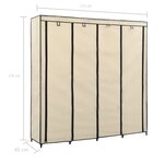 vidaXL Garde-robe avec 4 compartiments Crème 175x45x170 cm