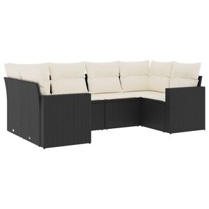 vidaXL Salon de jardin 6 Pièces avec coussins noir résine tressée