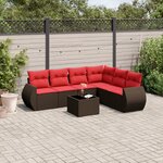 vidaXL Salon de jardin avec coussins 7 Pièces marron résine tressée