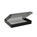 Boîte rectangulaire en carton micro-cannelé noir brillant 23 x 17 x 3.5 cm