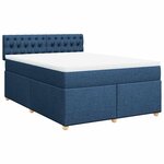 vidaXL Sommier à lattes de lit avec matelas Bleu 140x190 cm Tissu