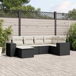 vidaXL Salon de jardin 6 Pièces avec coussins noir résine tressée