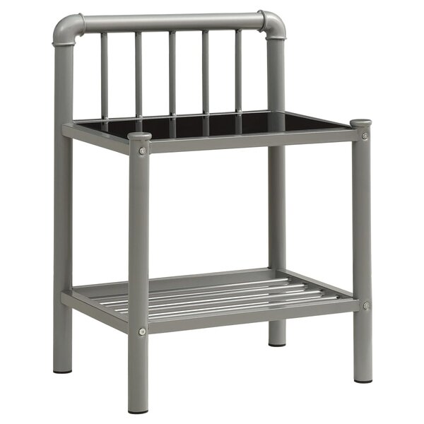 vidaXL Table de chevet Gris et noir 45x34 5x62 5 cm Métal et verre