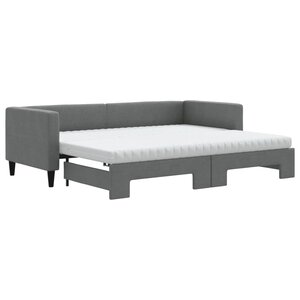 vidaXL Lit de jour avec gigogne et matelas gris foncé 80x200 cm tissu
