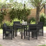 vidaXL Ensemble de repas de jardin 5 pièces avec coussins en poly rotin noir