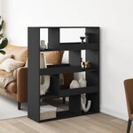 vidaXL Cloison de séparation noir 100x33x125 5 cm bois d'ingénierie