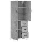 vidaXL Buffet haut Gris béton 69 5x34x180 cm Bois d'ingénierie