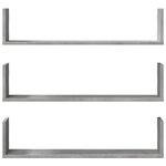 vidaXL Étagères murales 3 Pièces gris béton 80x18x18 cm bois d'ingénierie