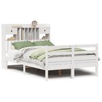 vidaXL Lit bibliothèque sans matelas blanc 135x190 cm bois pin massif