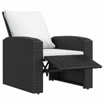 vidaXL Fauteuil inclinable de jardin avec coussins noir résine tressée