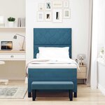 vidaXL Lit à ressorts avec matelas Bleu foncé 90 x 190 cm Velours