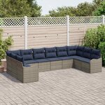 vidaXL Ensemble de Canapés avec coussin 10 Pièces Gris Polyester