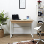 Bureau industriel en bois et métal avec tiroir