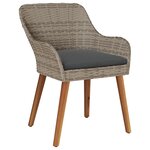 vidaXL -chaises de jardin avec coussins 2 Pièces Noir Poly Rattan
