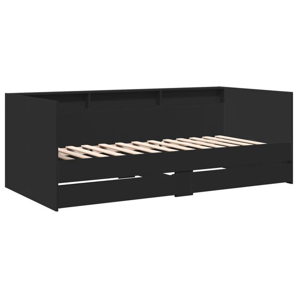 vidaXL Lit de jour avec tiroirs noir 100x200 cm bois d'ingénierie