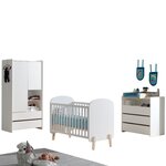 KIDDY Lit bébé + Commode 3 tiroirs + Plan à langer + Armoire