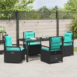 vidaXL Set de salle à manger de jardin de 5 pièces en rattan PE noir