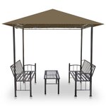 vidaXL Pavillon de jardin et table et bancs 2 5x1 5x2 4m Taupe 180g/m²