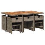 vidaXL Ensemble à manger de jardin 11Pièces avec coussins gris poly rotin