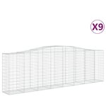 vidaXL Paniers à gabions arqués 9 Pièces 400x50x120/140 cm Fer galvanisé