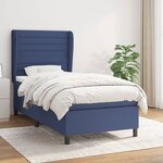 vidaXL Sommier à lattes de lit avec matelas Bleu 100x200 cm Tissu