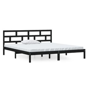 vidaXL Cadre de lit sans matelas noir bois massif 140x190 cm