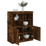 vidaXL Buffet avec lumières LED chêne fumé 81x37x100 cm