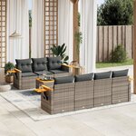 vidaXL Salon de jardin 8 Pièces avec coussins gris résine tressée
