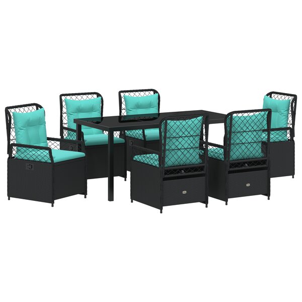 vidaXL Ensemble de 7 pièces de meubles de jardin en rattan poly noir