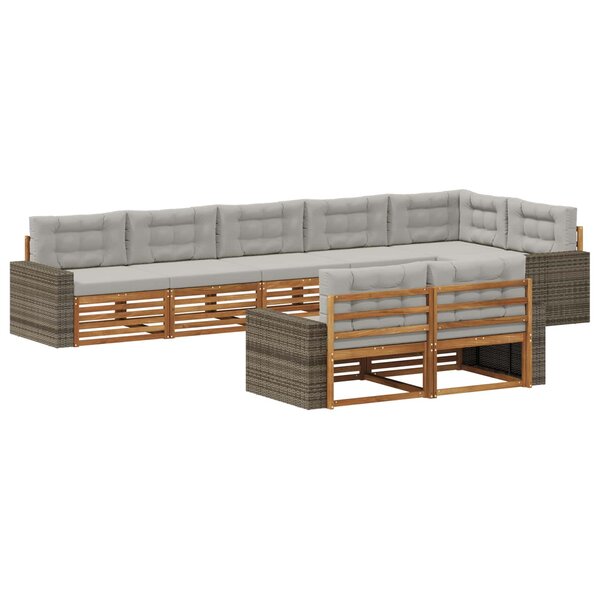 vidaXL Ensemble de canapés d'extérieur 8 Pièces Naturel et gris clair