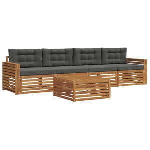 vidaXL Ensemble de canapés d'extérieur 5 pc Naturel et Anthracite