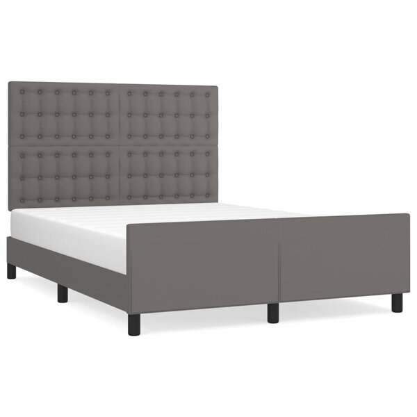 vidaXL Cadre de lit avec tête de lit Gris 140x200 cm Similicuir