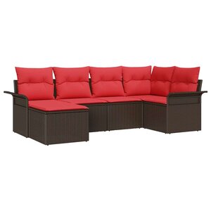 vidaXL Ensemble de canapé de jardin 6 Pièces Marron Poly rotin