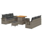 vidaXL Ensemble de canapé de jardin Manuel 9 Pièces Gris 80 x 80 x 71 cm