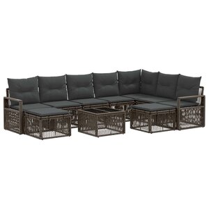 vidaXL Ensemble de canapé de jardin 10 Pièces Gris polyrotin
