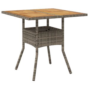 vidaXL Table de jardin et dessus en bois d'acacia gris résine tressée