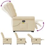 vidaXL Fauteuil inclinable de massage Crème Tissu