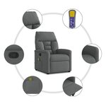 vidaXL Fauteuil inclinable de massage en tissu gris foncé