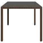 vidaXL Table de jardin avec dessus en verre marron résine tressée
